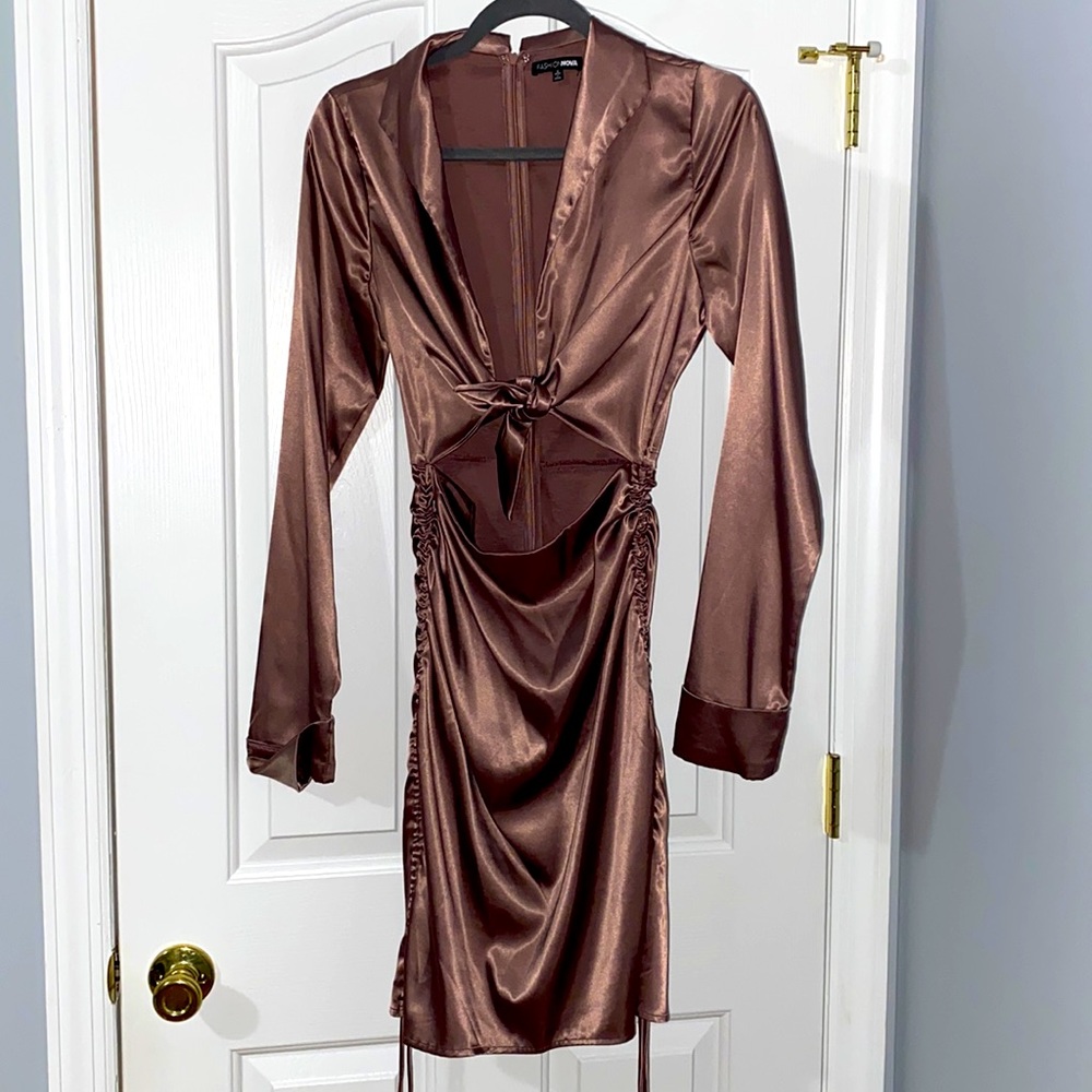Fashion Nova cut out silk dress